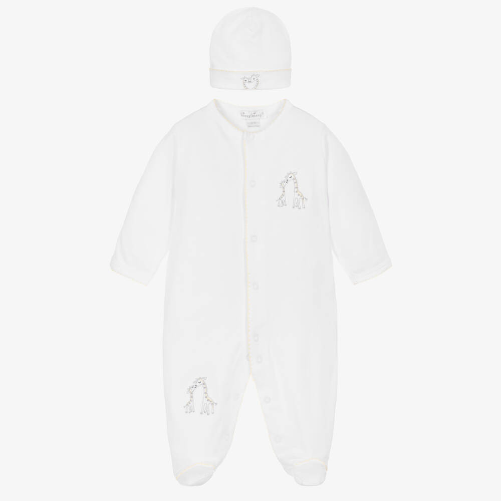 Kissy Kissy-White Pima Cotton Giraffe Babysuit Set | Childrensalon Outlet