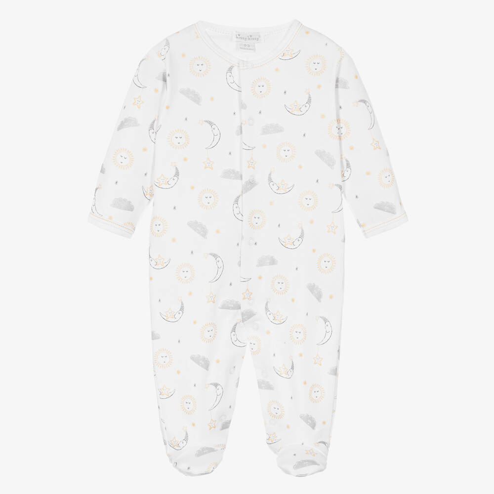 Kissy Kissy-White Pima Cotton Good Night All Babygrow | Childrensalon Outlet