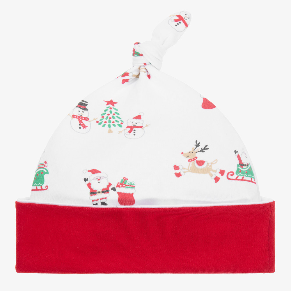 Kissy Kissy - White Pima Cotton Jingle Baby Hat | Childrensalon