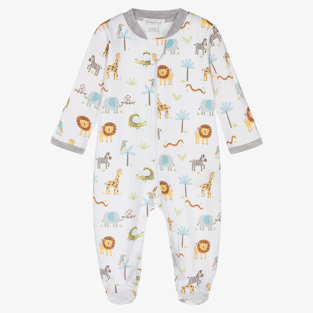 Kissy Kissy-White Pima Cotton Joy Babygrow | Childrensalon Outlet