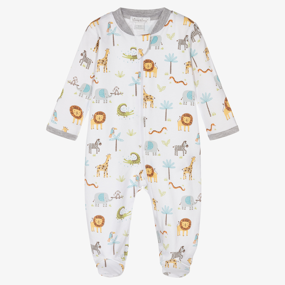 Kissy Kissy - Grenouillère coton Pima blanc Joy | Childrensalon