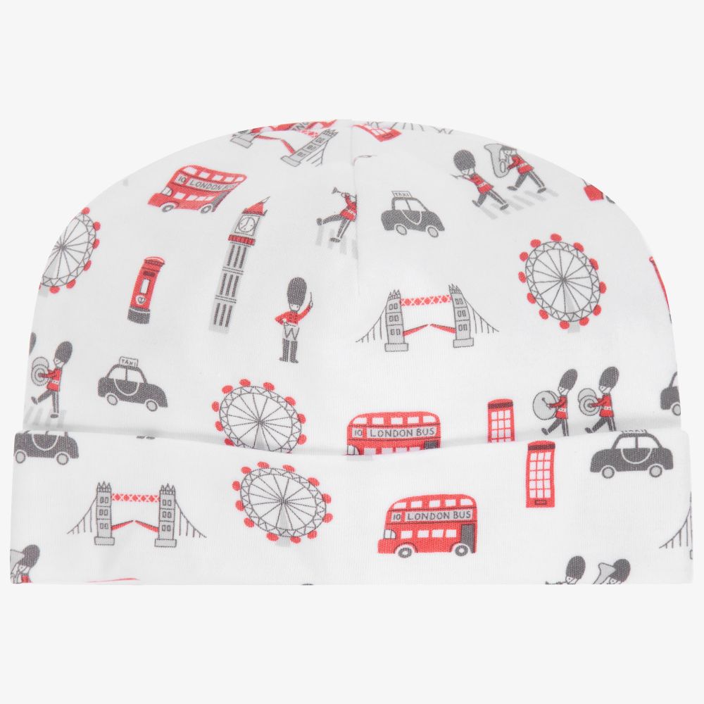 Kissy Kissy - White Pima Cotton London Hat | Childrensalon