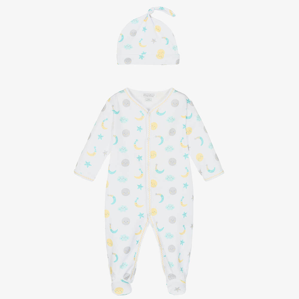Kissy Kissy-White Pima Cotton Moonlight Dreams Babysuit Set | Childrensalon Outlet