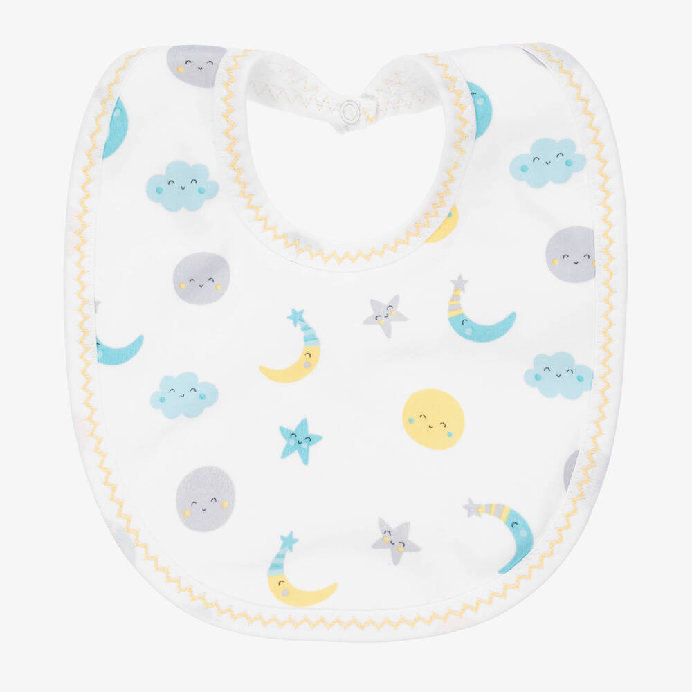 Kissy Kissy-White Pima Cotton Moonlight Dreams Bib | Childrensalon Outlet