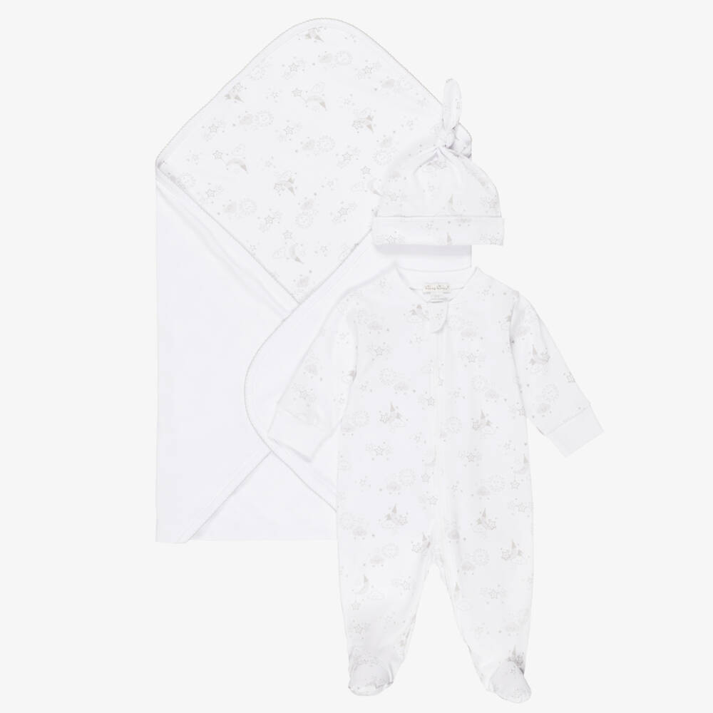 Kissy Kissy-White Pima Cotton Nightfall Babysuit Set | Childrensalon Outlet