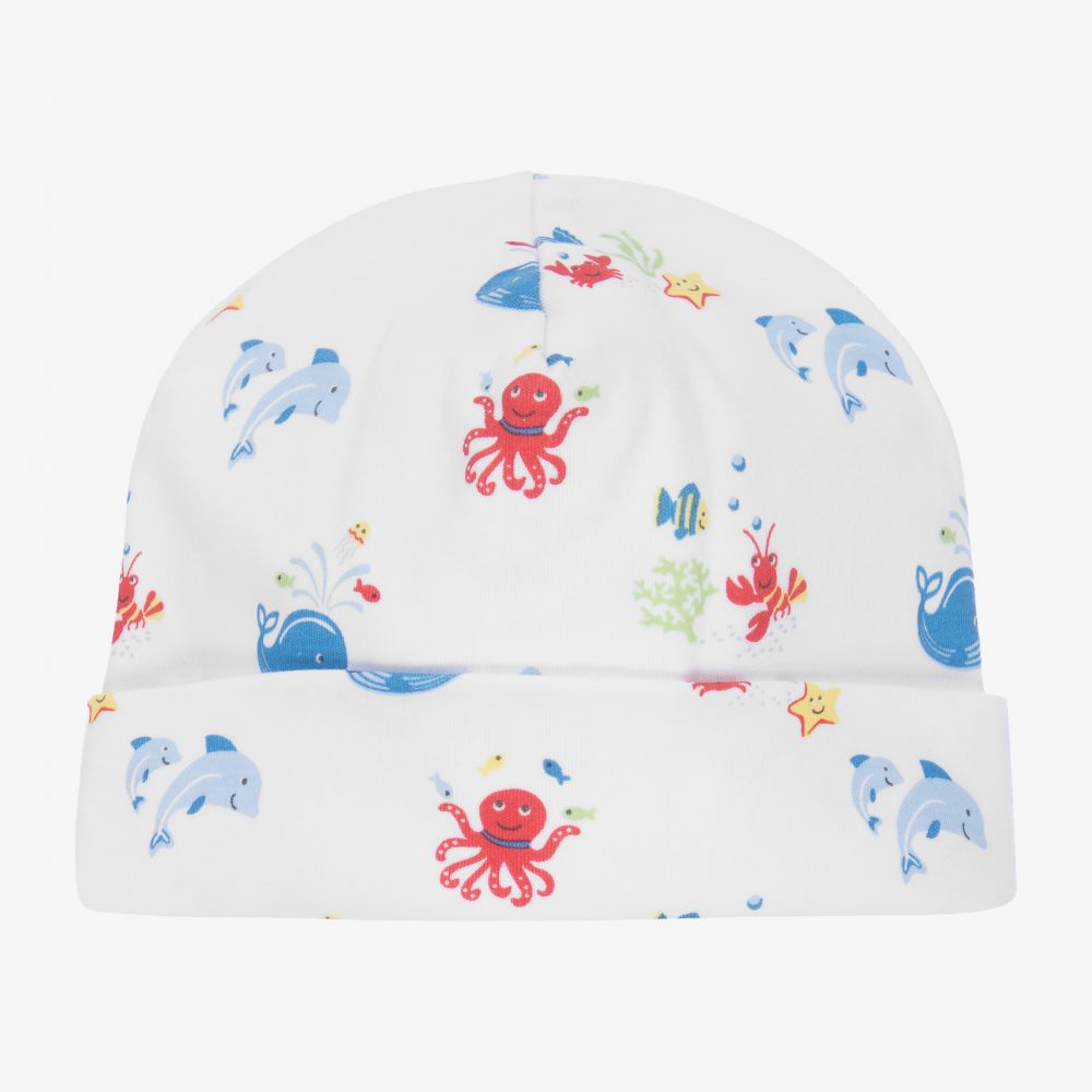 Kissy Kissy - White Pima Cotton Ocean Hat | Childrensalon