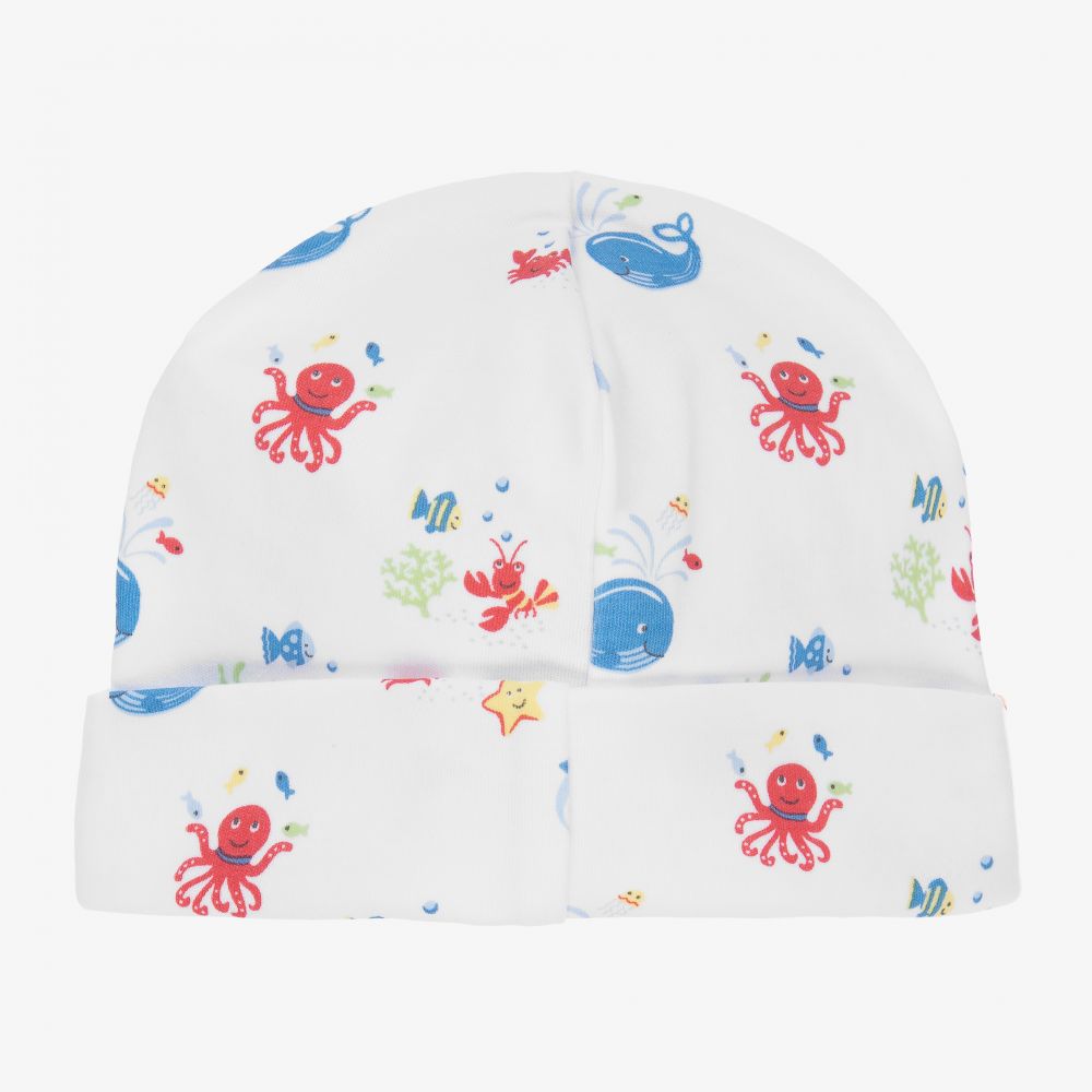 Kissy Kissy-White Pima Cotton Ocean Hat | Childrensalon Outlet