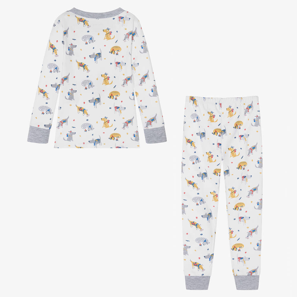 Kissy Kissy-White Pima Cotton Pups On The Go Pyjamas | Childrensalon Outlet
