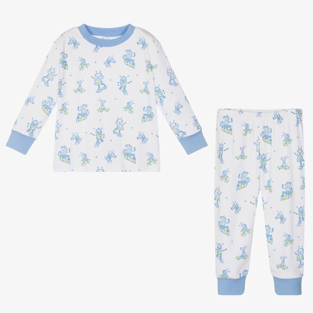 Kissy Kissy-White Pima Cotton Robot Pyjamas | Childrensalon Outlet