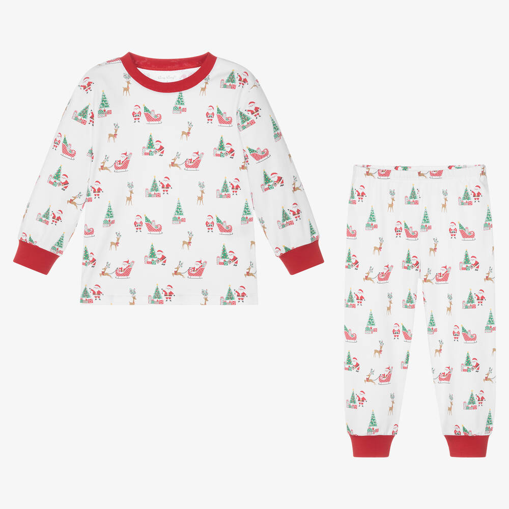 Kissy Kissy-White Pima Cotton Santa's Sleigh Pyjamas | Childrensalon Outlet