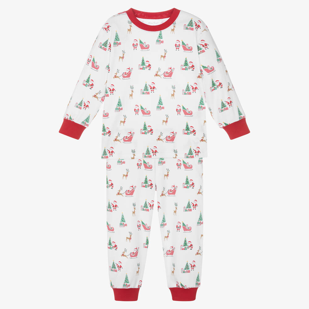 Kissy Kissy - White Pima Cotton Santa's Sleigh Pyjamas | Childrensalon