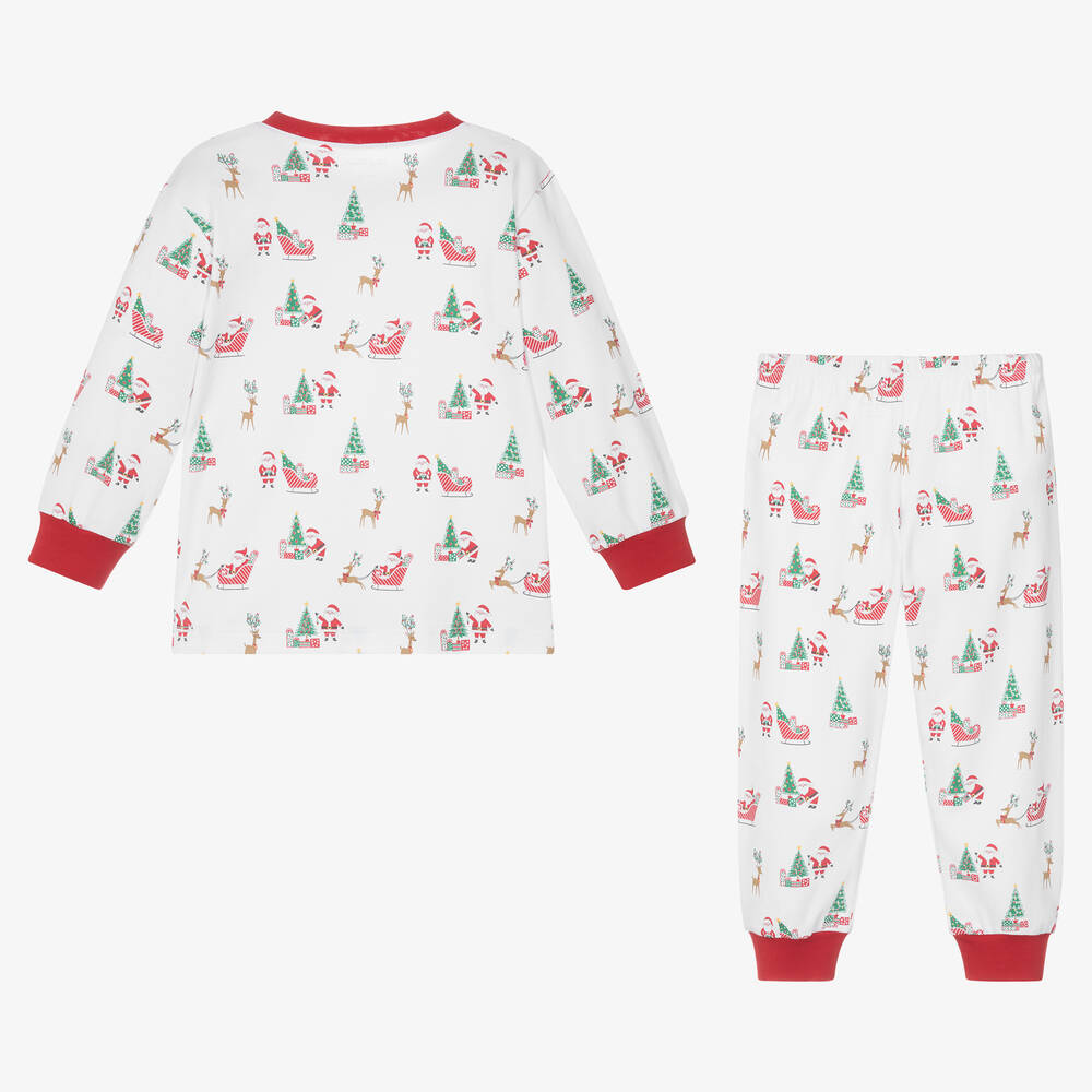 Kissy Kissy-White Pima Cotton Santa's Sleigh Pyjamas | Childrensalon Outlet