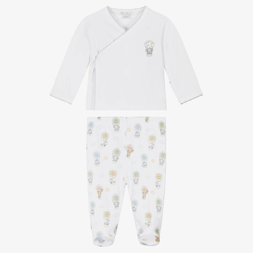 Kissy Kissy-White Pima Cotton Sky-High Adventures Babygrow Set | Childrensalon Outlet