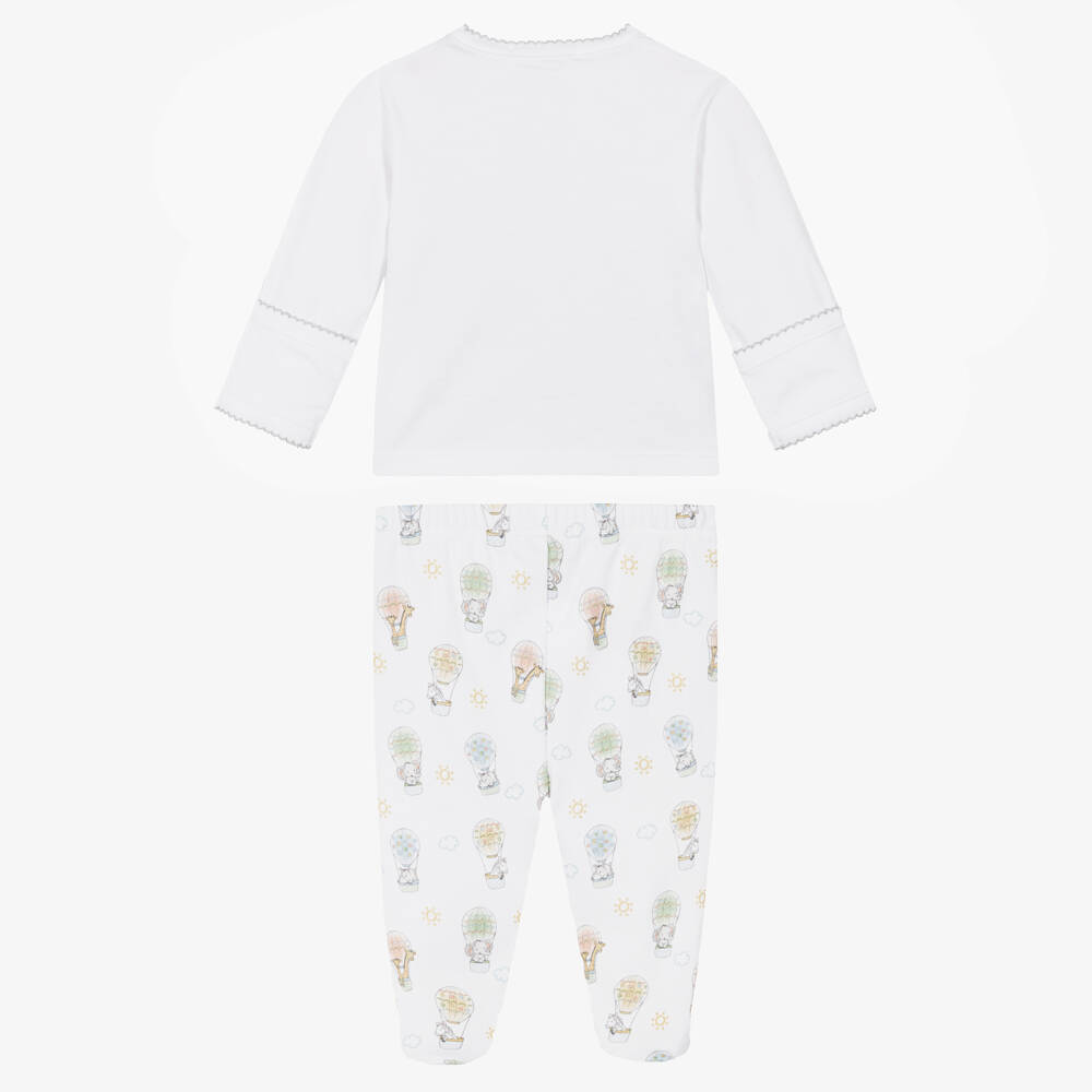 Kissy Kissy-White Pima Cotton Sky-High Adventures Babygrow Set | Childrensalon Outlet