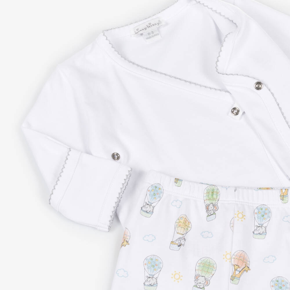 Kissy Kissy-White Pima Cotton Sky-High Adventures Babygrow Set | Childrensalon Outlet