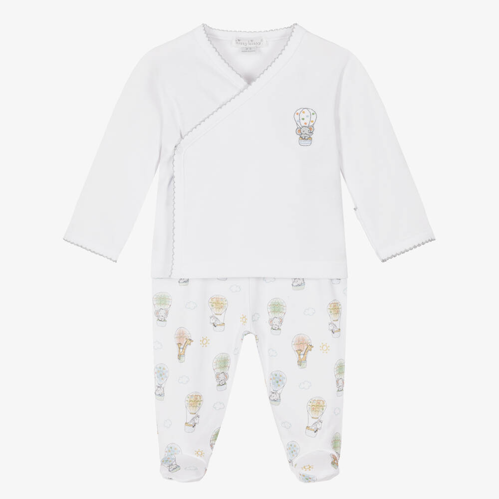 Kissy Kissy-White Pima Cotton Sky-High Adventures Babygrow Set | Childrensalon Outlet