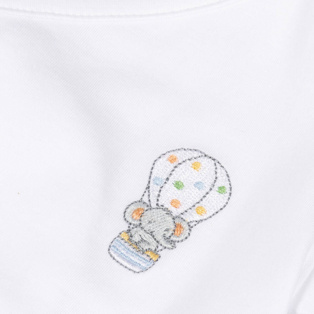 Kissy Kissy-White Pima Cotton Sky-High Adventures Babygrow Set | Childrensalon Outlet
