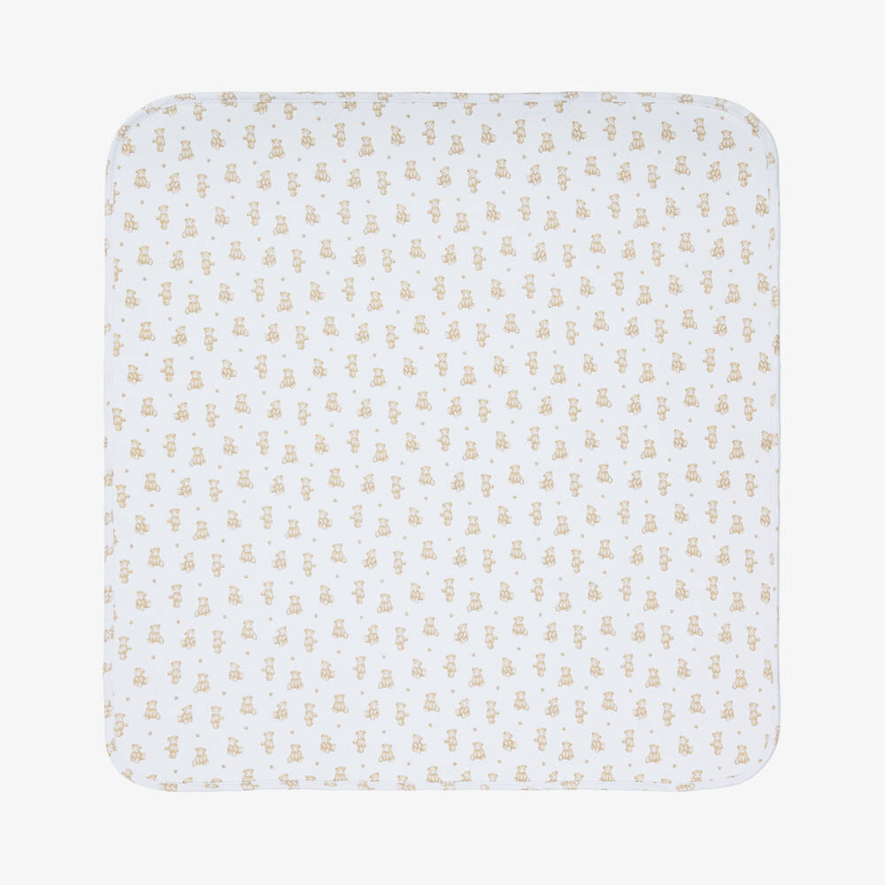 Kissy Kissy-White Pima Cotton Teddy Bear Blanket | Childrensalon Outlet