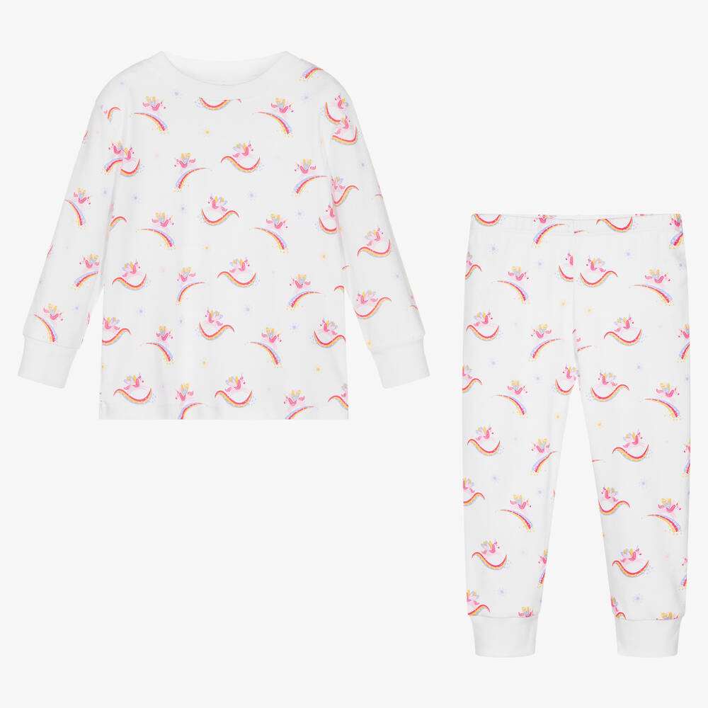 Kissy Kissy-White Pima Cotton Unicorn Sparkles Pyjamas | Childrensalon Outlet