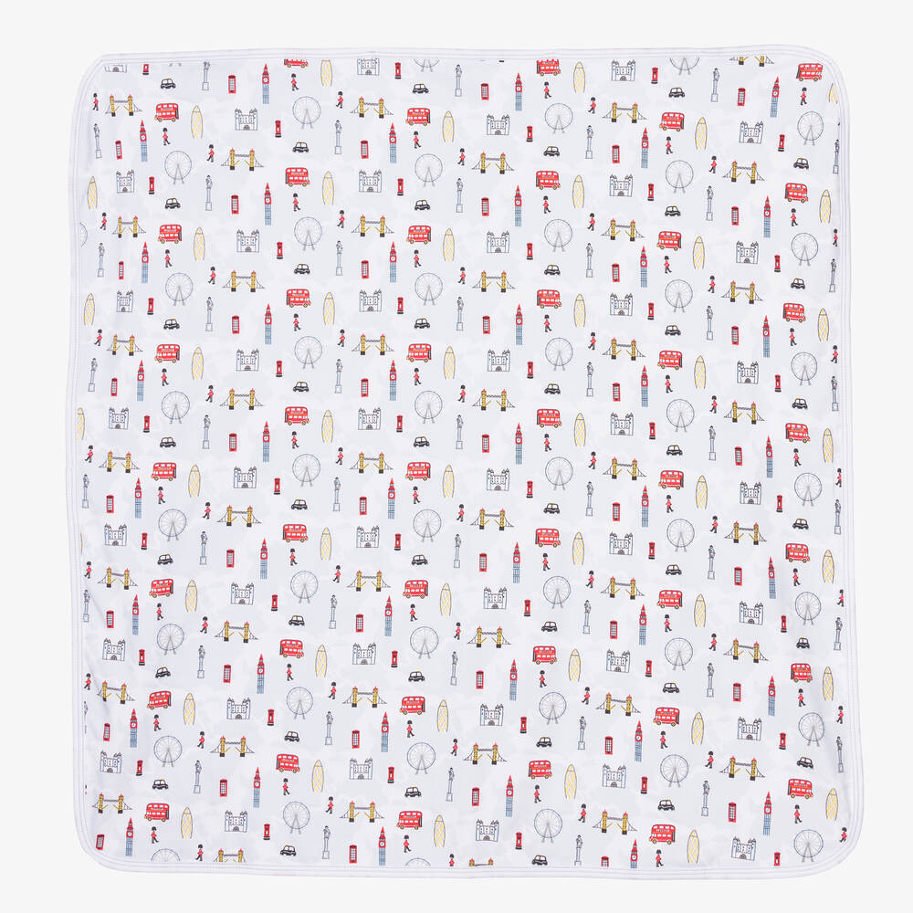 Kissy Kissy-White Pima Town Blanket (70cm) | Childrensalon Outlet