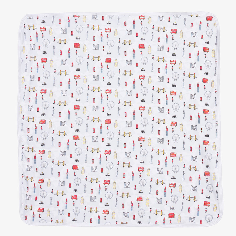 Kissy Kissy - White Pima Town Blanket (70cm) | Childrensalon