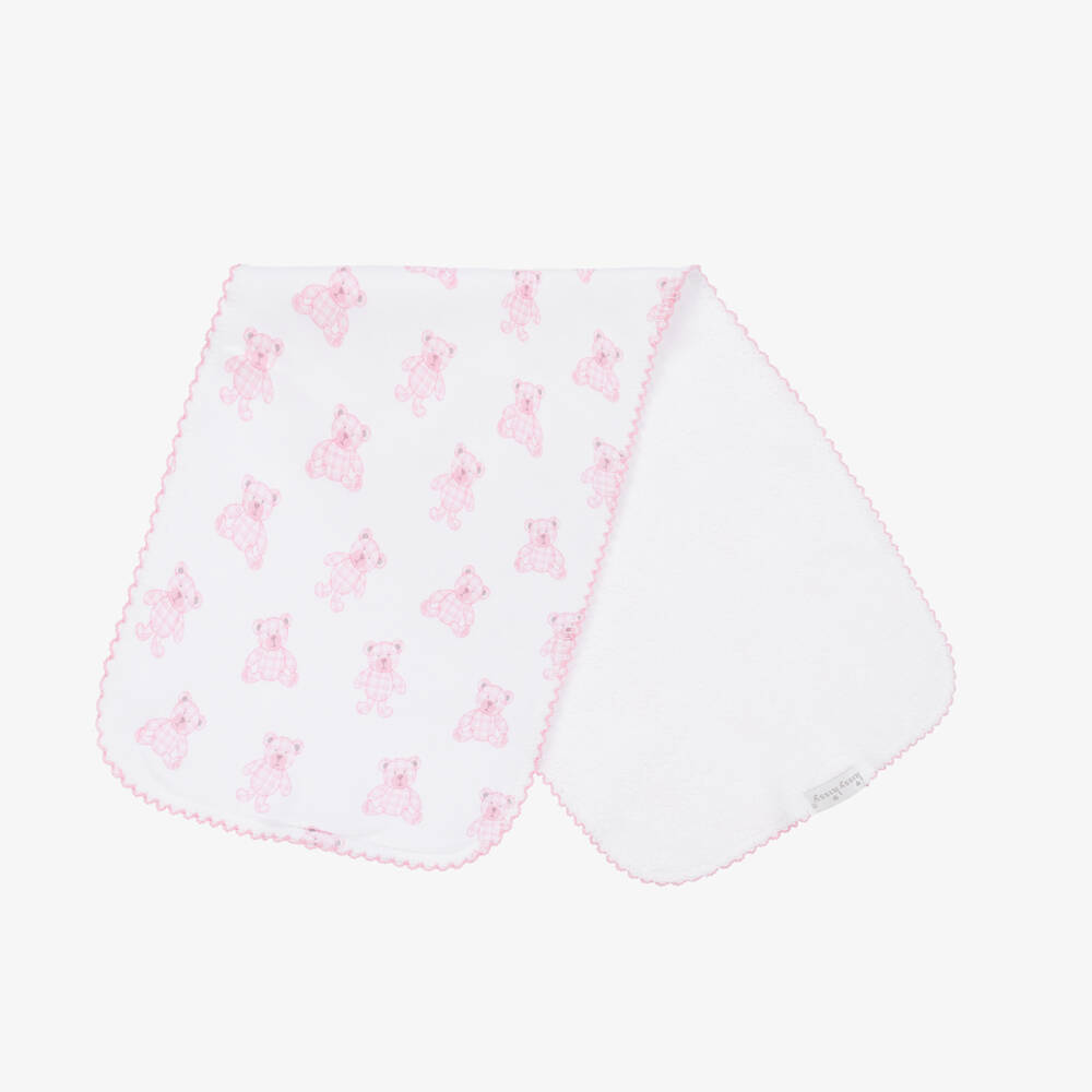 Kissy Kissy - Бело-розовое полотенце для кормления с медвежатами (47см) | Childrensalon