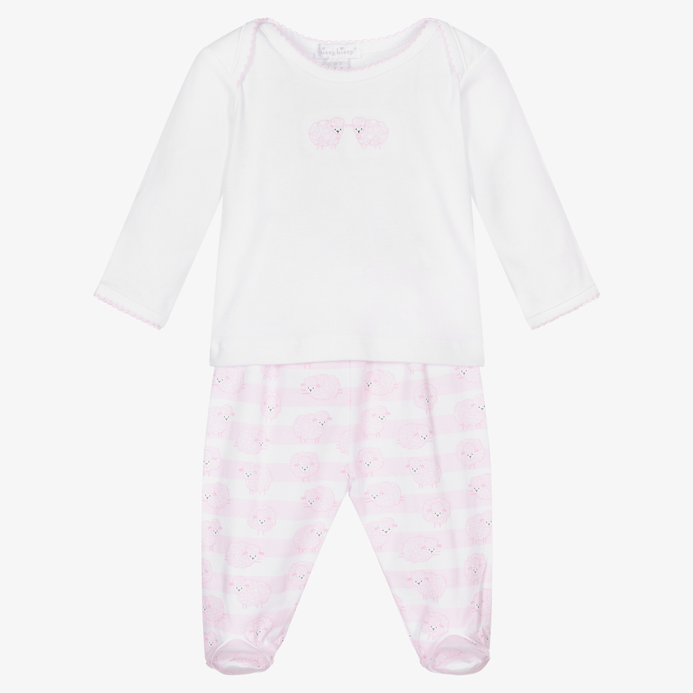 Kissy Kissy - Белый топ и розовые штанишки с овечками для малышей | Childrensalon