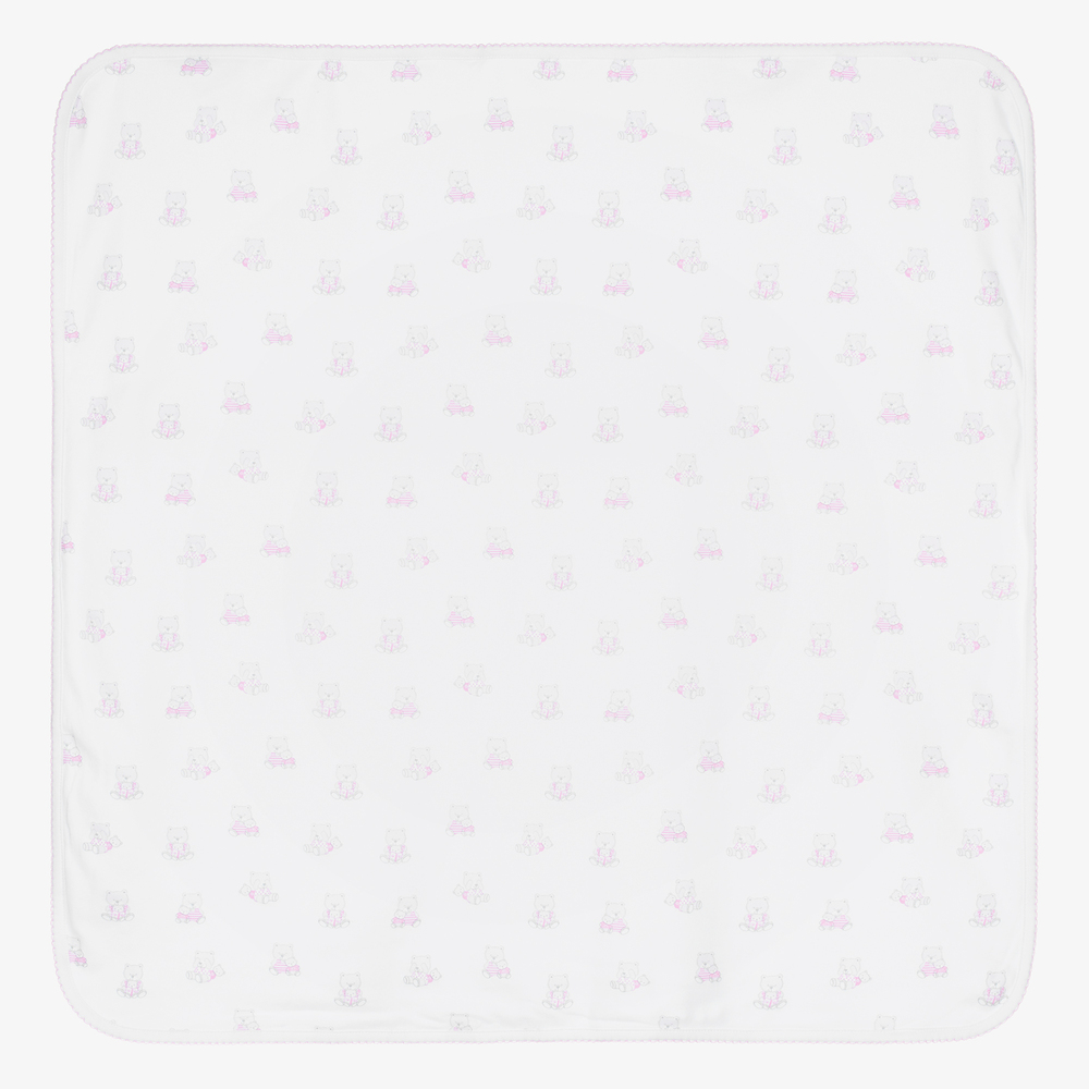 Kissy Kissy - Couverture blanche et rose Nounours (70 cm) | Childrensalon