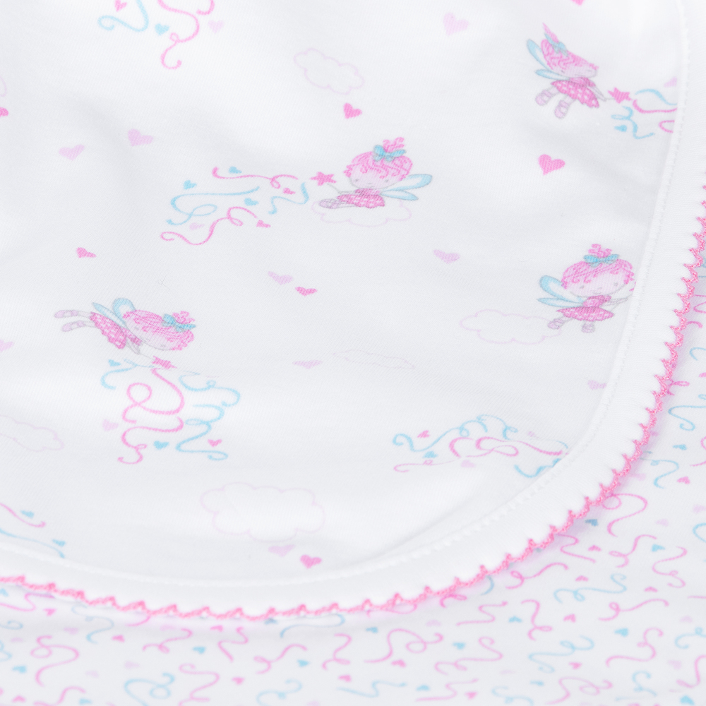 Kissy Kissy-White Pixie Cotton Blanket (72cm) | Childrensalon Outlet