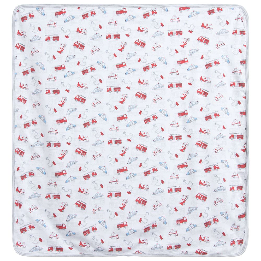 Kissy Kissy - بطانية قطن بيما لون أبيض وأحمر للأطفال (74سم) | Childrensalon