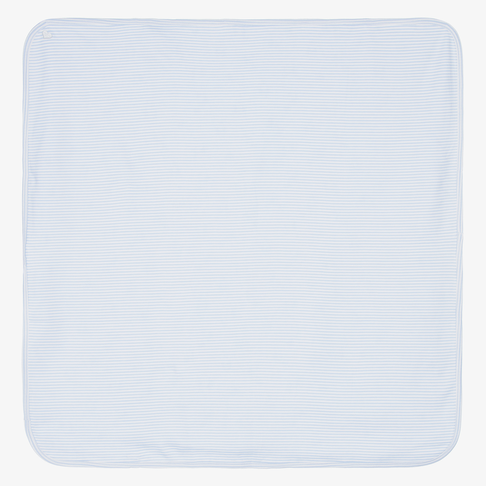 Kissy Kissy-بطانية قطن بيما لون أبيض وأزرق للمواليد (73 سم) | Childrensalon Outlet