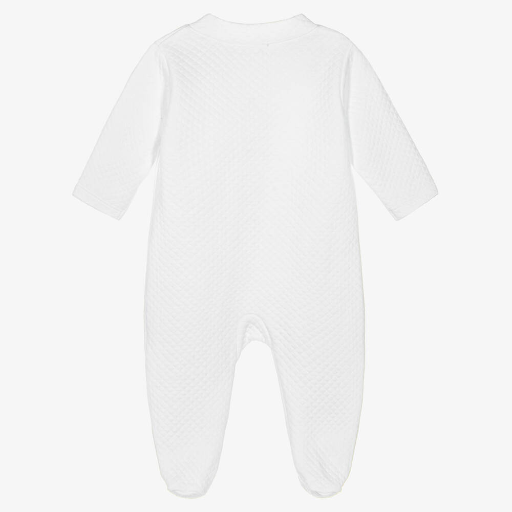 Kissy Kissy-White Quilted Bear Babygrow | Childrensalon Outlet