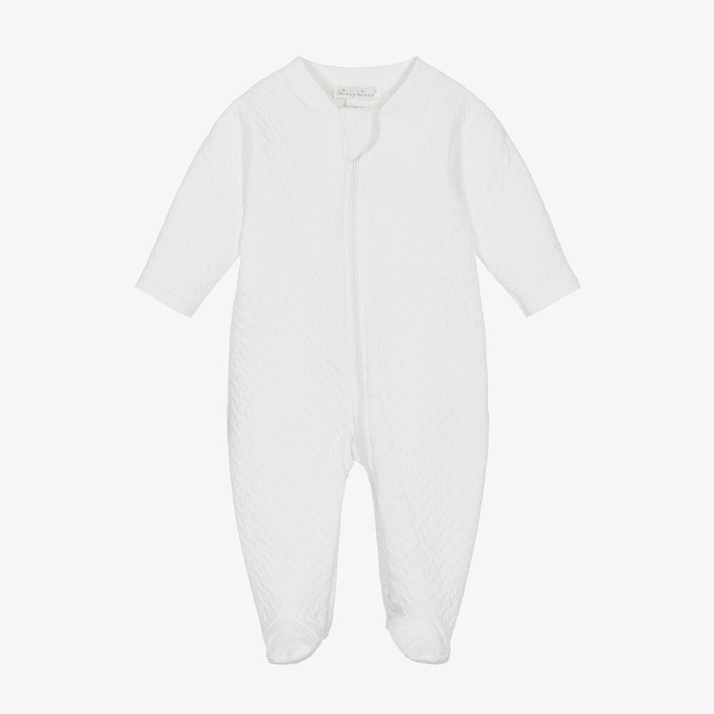 Kissy Kissy-Белый стеганый комбинезон из хлопкового жаккарда | Childrensalon Outlet