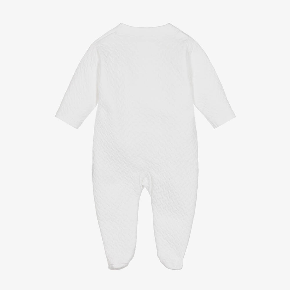 Kissy Kissy-أفرول بيبي غرو بطبعة كلاسيك جاكارد قطن لون أبيض | Childrensalon Outlet