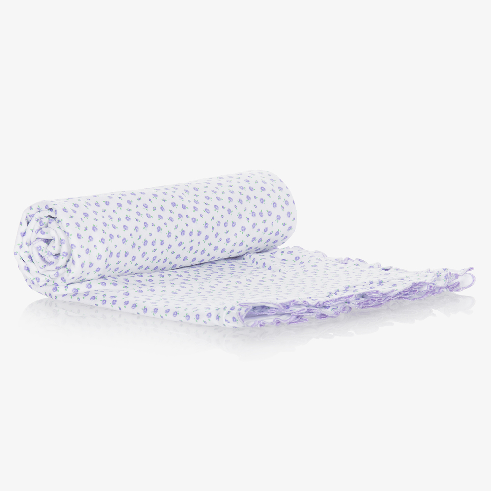 Kissy Kissy-White Rosebuds Blanket (70cm) | Childrensalon Outlet