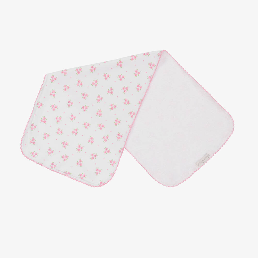 Kissy Kissy - Белое хлопковое полотенце для кормления с розовыми розами (47см) | Childrensalon