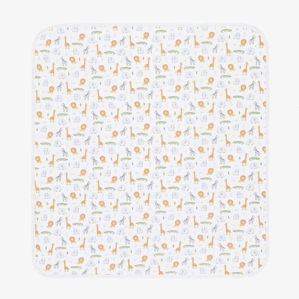 Kissy Kissy-White Safari Adventure Cotton Blanket | Childrensalon Outlet