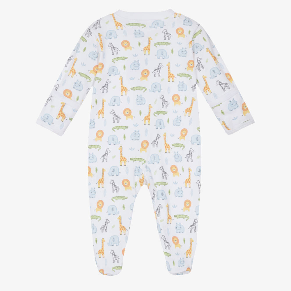 Kissy Kissy-White Safari Print Cotton Babygrow | Childrensalon Outlet