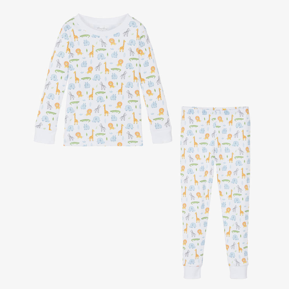 Kissy Kissy-White Safari Wild Pima Cotton Pyjamas | Childrensalon Outlet