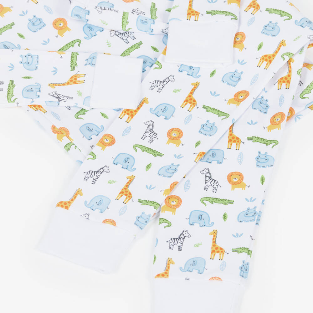 Kissy Kissy-White Safari Wild Pima Cotton Pyjamas | Childrensalon Outlet