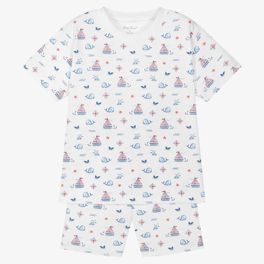Kissy Kissy - Короткая пижама из хлопка пима с китами и парусниками | Childrensalon