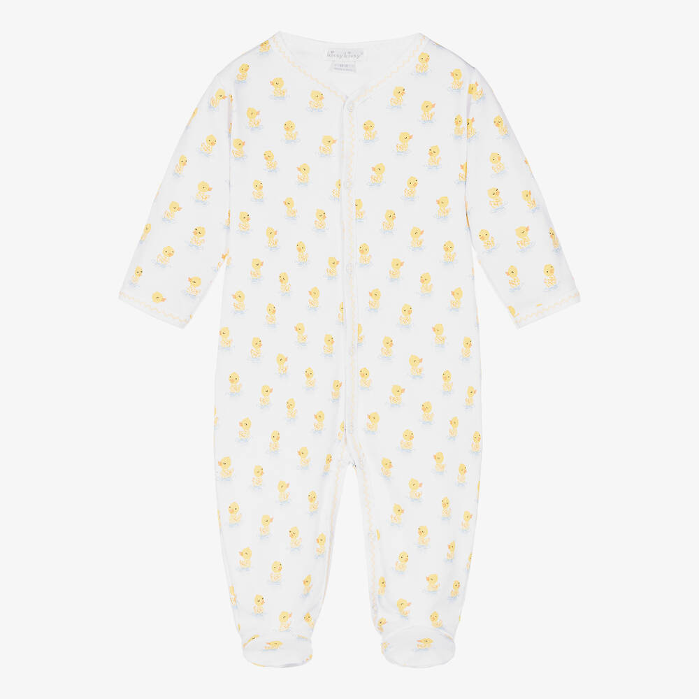 Kissy Kissy-White & Yellow Dotty Ducks Cotton Babygrow | Childrensalon Outlet