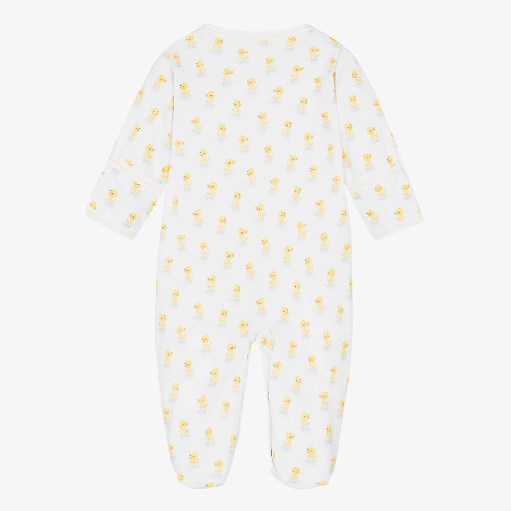 Kissy Kissy-White & Yellow Dotty Ducks Cotton Babygrow | Childrensalon Outlet