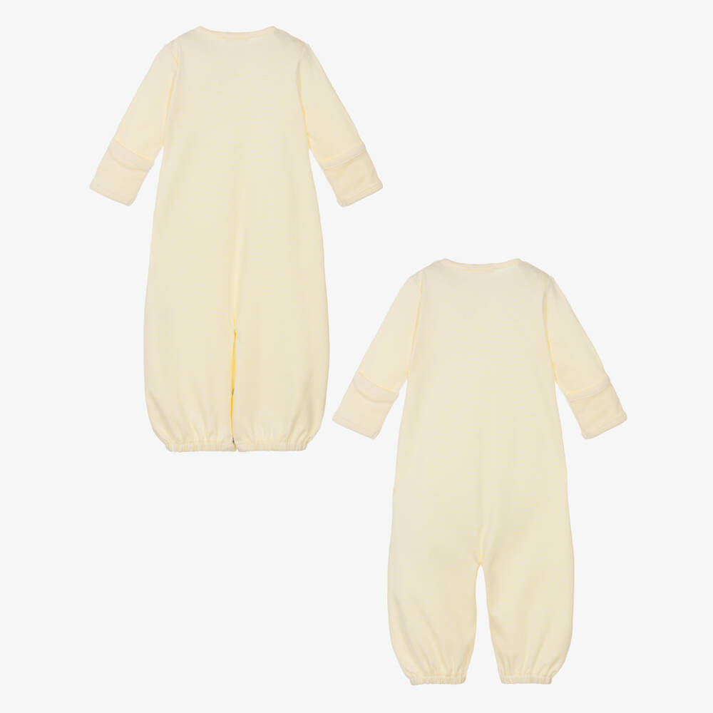 Kissy Kissy-Yellow & White Pima Cotton Baby Duckling Converter Gown | Childrensalon Outlet