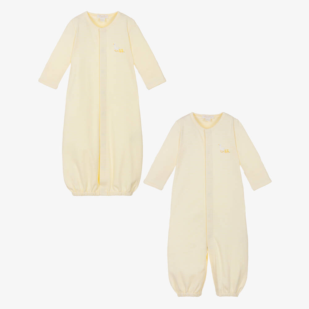 Kissy Kissy-Yellow & White Pima Cotton Baby Duckling Converter Gown | Childrensalon Outlet