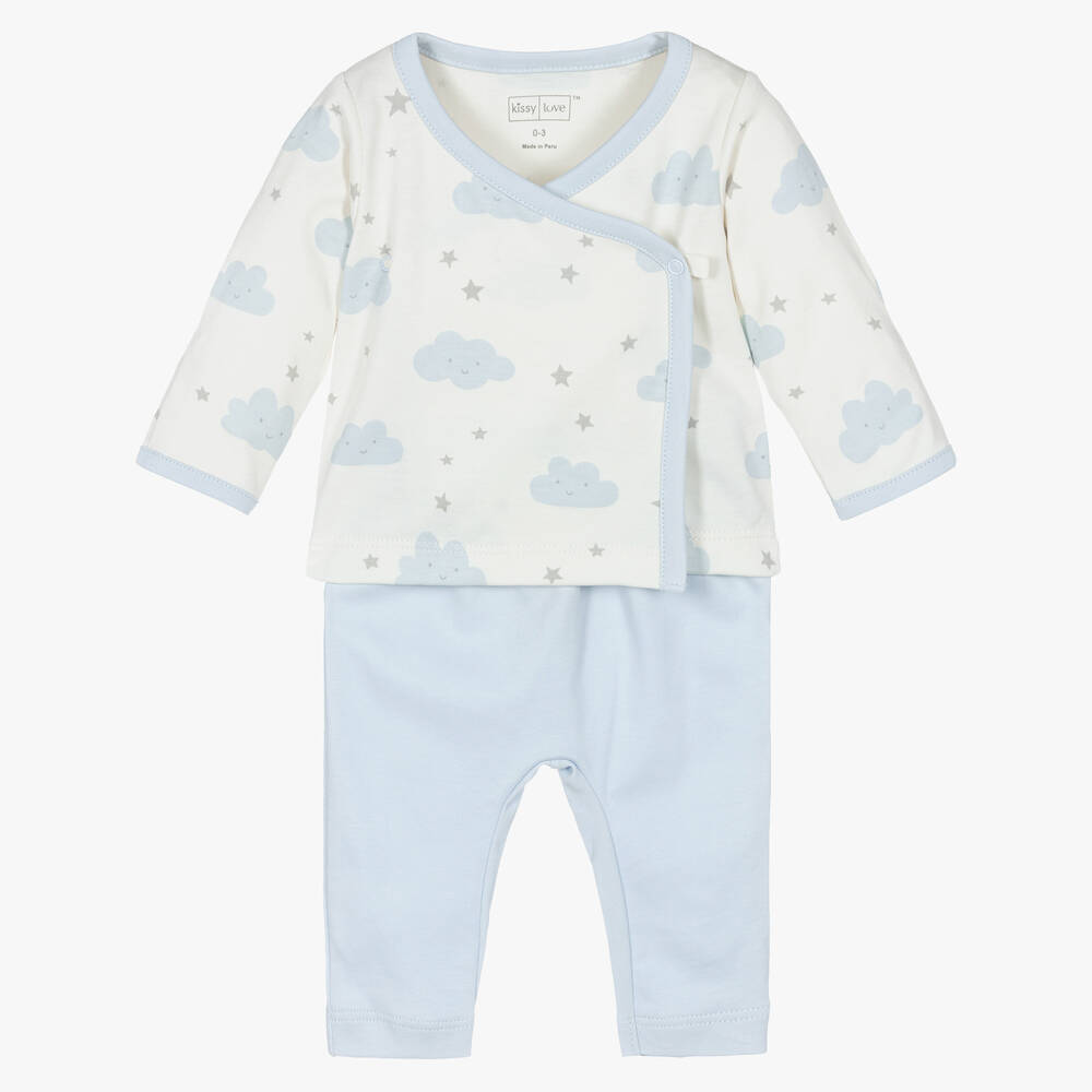 Kissy Love - Ensemble pantalon bleu et ivoire  | Childrensalon