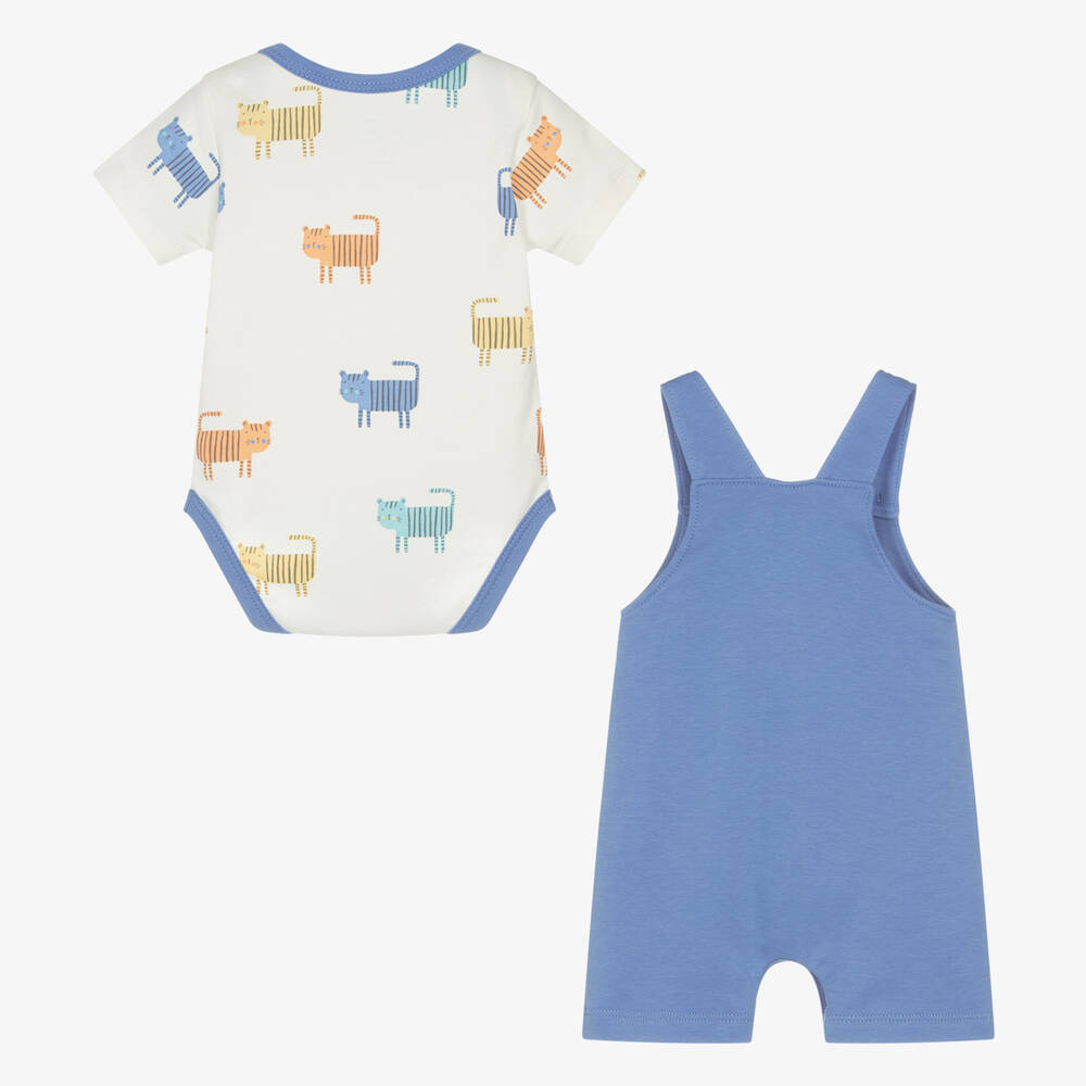 Kissy Love-طقم دانغريز قطن بيما لون عاجي وأزرق للمواليد | Childrensalon Outlet