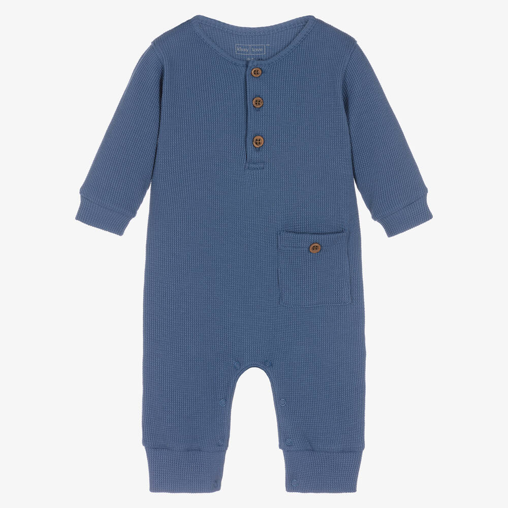 Kissy Love - Baby Boys Blue Pima Cotton Romper | Childrensalon