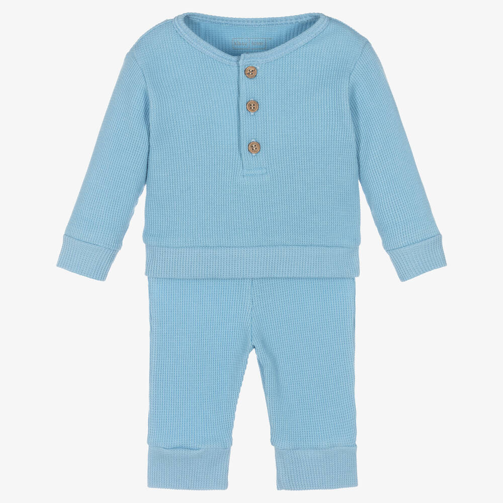 Kissy Love - Baby Boys Blue Pima Cotton Trousers Set | Childrensalon