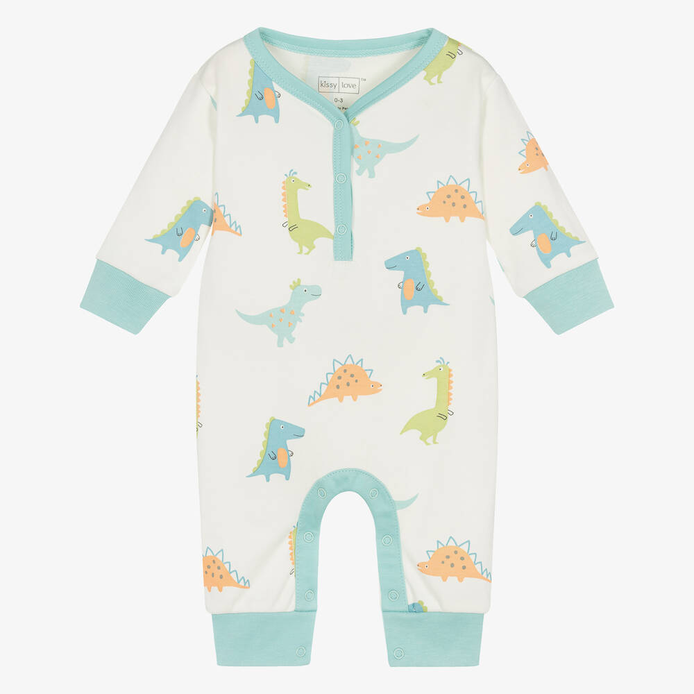 Kissy Love-Baby Boys Ivory Dino Pals Pima Cotton Romper | Childrensalon Outlet